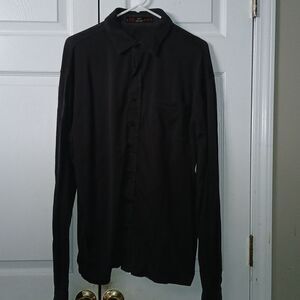 Billy Jealousy  casual black button down mercerized cotton shirt  Sz L EUC